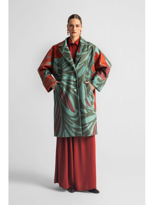Дамско Khaki Палто Oversized с копчета