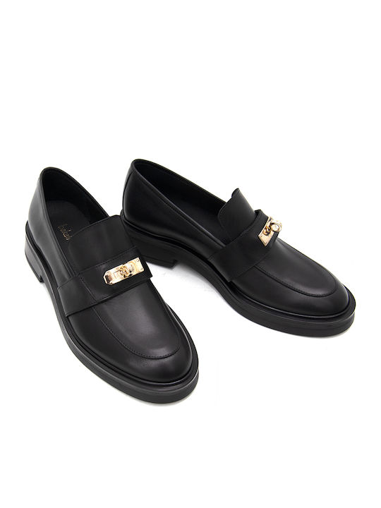 Leder Damen Mokassins in Schwarz Farbe