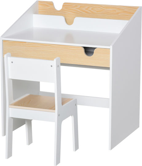Kinder Schreibtisch aus Melamin Weiß 70x50x75cm