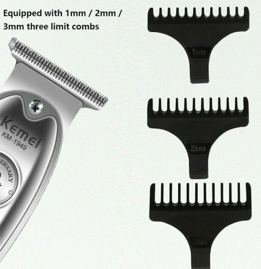Kemei Professional Rechargeable Hair Clipper Silver KM-1949
