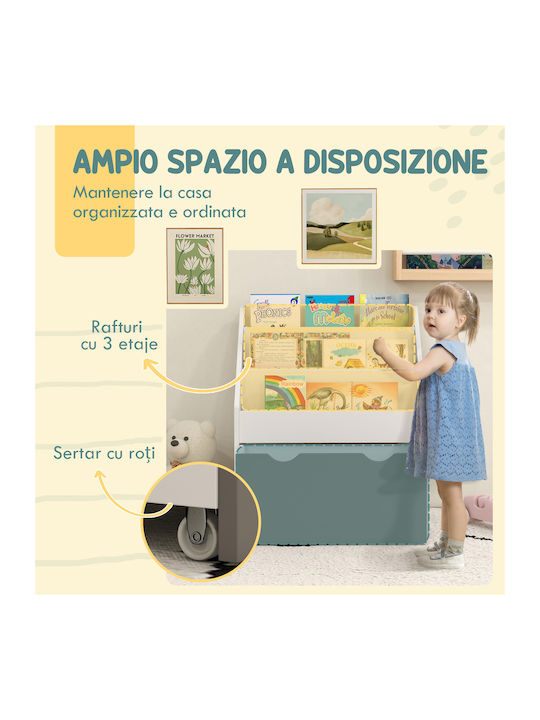 Kids Wooden Bookcase Gray 62.5x30x70cm
