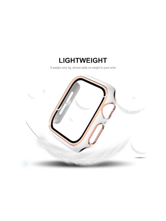 Enkay Plastic Case with Glass in White color for Apple Watch SE, SE2, SE3 - 44mm