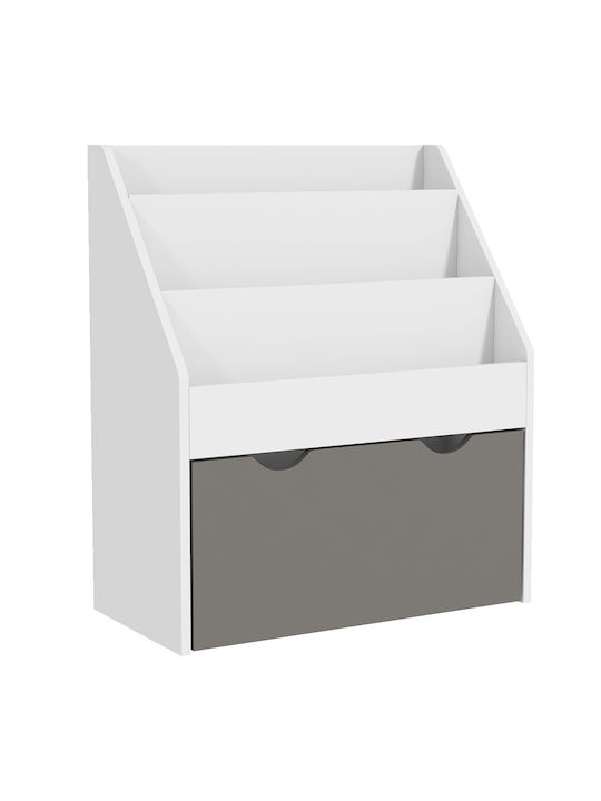 Kids Wooden Bookcase Gray 62.5x30x70cm