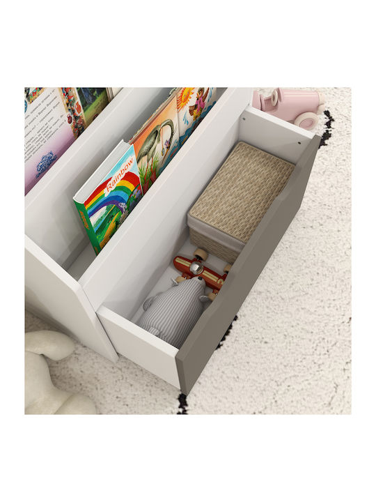 Kids Wooden Bookcase Gray 62.5x30x70cm