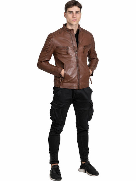 Delta Leather Jacket Biker Cognac