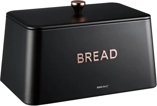 KING Hoff Cutie de pâine cu capac Inox Neagră 35x23x21cm