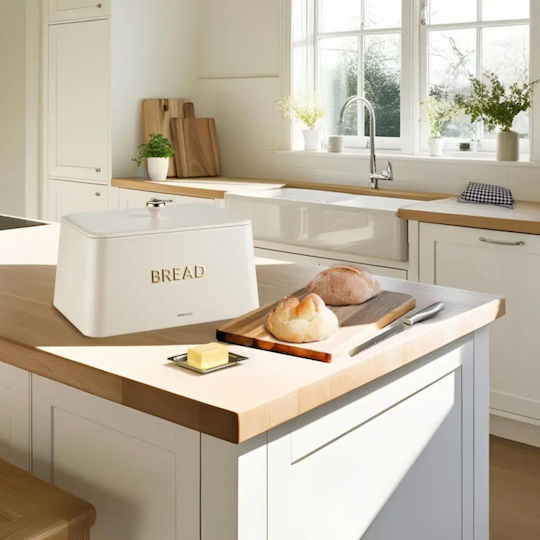 KING Hoff Brotkasten mit Deckel Inox Beige 35x23x21cm