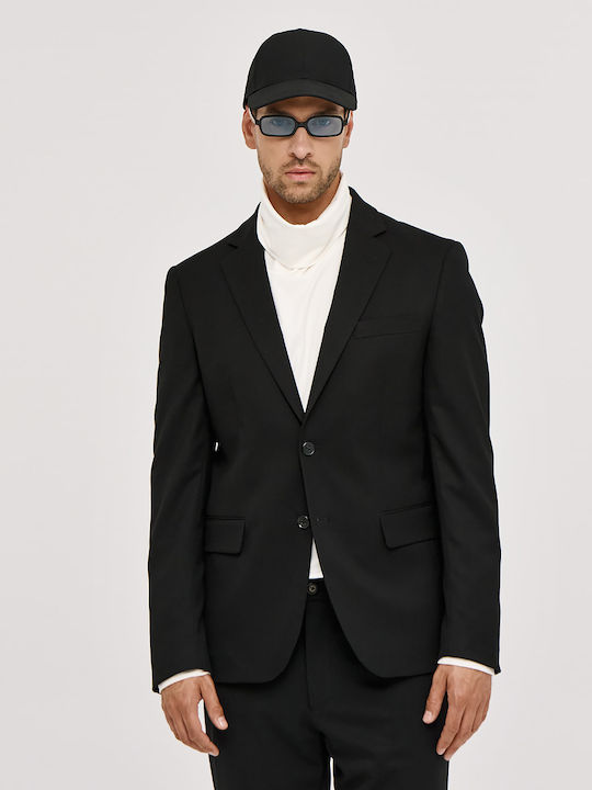 Men's Winter Suit Jacket Slim Fit Black