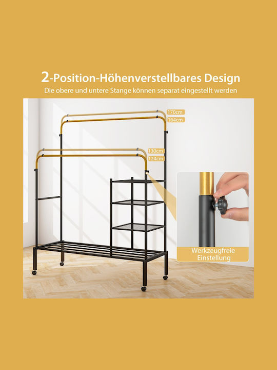 Costway Rollbar Kleiderständer Gold 135x54x170cm