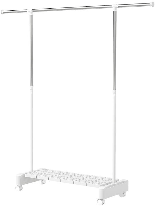 HomCom Wheeled Floor Garment Rack made of Metal White