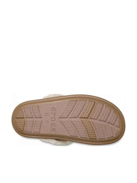 Classic Women's Winter Slippers with Brown Fur