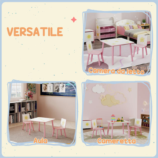 Kids Table and Chairs Set Pink Aiyaplay