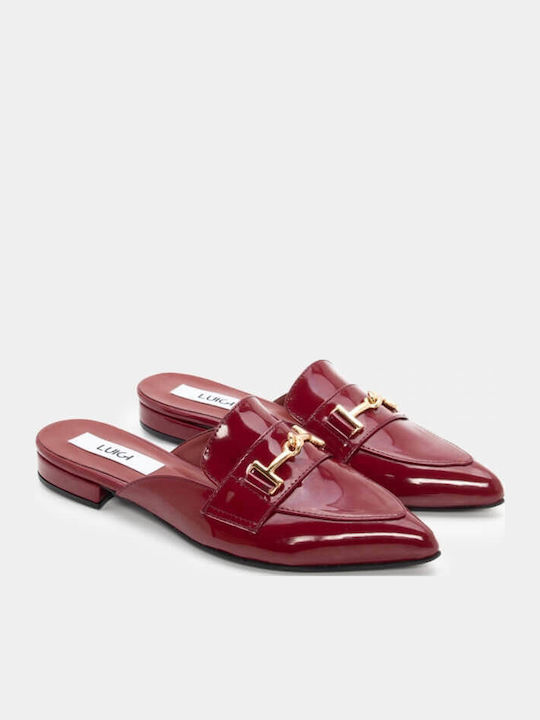 Flat Δερμάτινα Mules σε Μπορντό Χρώμα