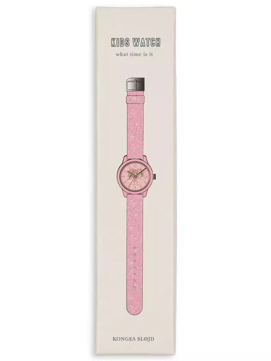 Konges Slojd Kids Analog Watch with Rubber/Plastic Strap Pink