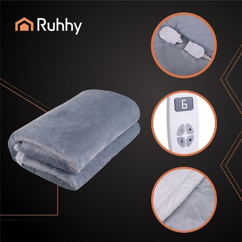 Ruhhy Pătură electrică semidublă cu temporizator Gri 70W 130cmx180cm