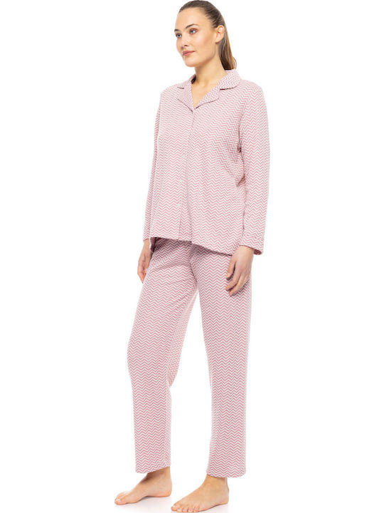 Pink Label Winter Damen Pyjama-Set Rosa