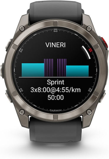 Garmin Fenix 8 Pro Титан 51мм Смартчасовник с eSIM и Пулсомер (Graphite/Black Silicone)