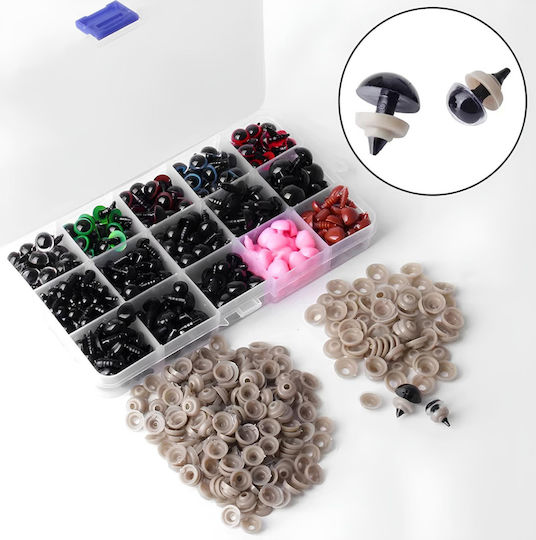 Spielzeugaugen Set Zola 575 Stück Größen 6-14 Mm 8 Verschiedene Designs Aufbewahrungsbox