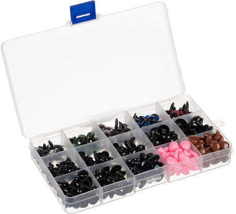 Spielzeugaugen Set Zola 575 Stück Größen 6-14 Mm 8 Verschiedene Designs Aufbewahrungsbox