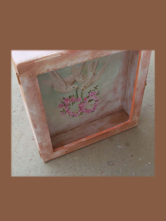 Artifact Cutie pentru Coroană de Nuntă Dreptunghiulară Lemnoasă Bronz 25x25εκ.