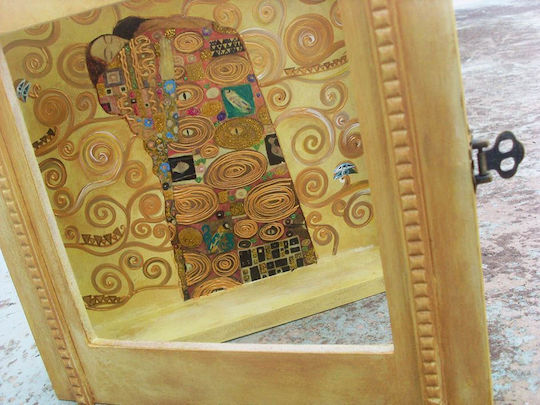 Artifact Tabletop Rectangle Wedding Crown Case Wooden Bronze 25x25cm