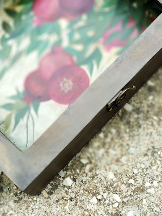 Artifact Στεφανοθήκη Ορθογώνια Ξύλινη Ροζ 30x25εκ.