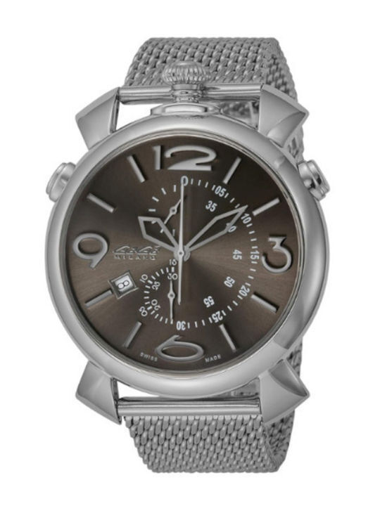 Gaga Milano Men's Watch 46mm Battery with Gray Metal Bracelet