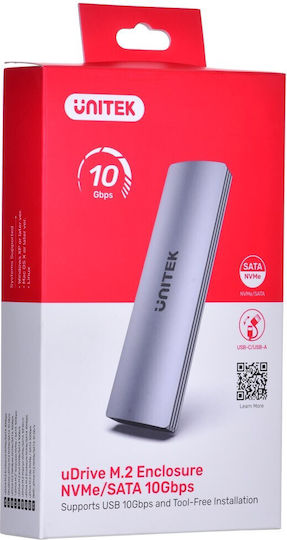 Unitek Carcasă pentru unitate de hard disk M.2 SATA III / PCI Express NVME cu conexiune Tip-C