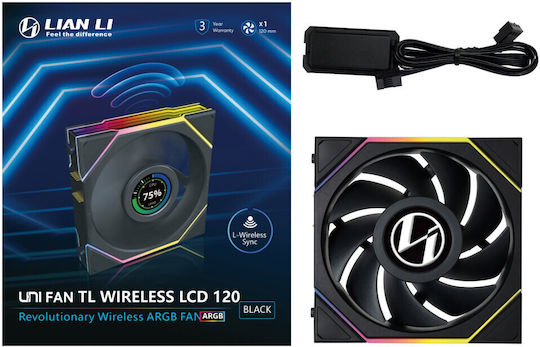 Lian Li UNI FAN TL-LCD Wireless Ventilator Carcasă 120mm (1900rpm / 62cfm) cu Iluminare ARGB