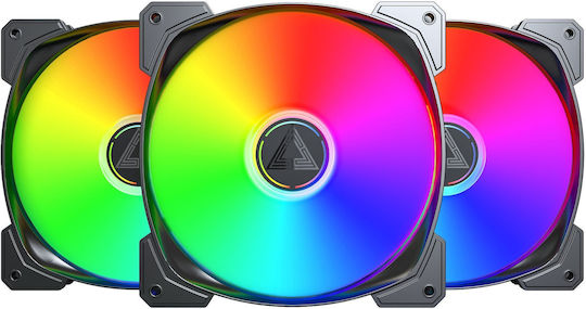 Montech HP140 Case Fan (1600rpm) με ARGB Φωτισμό και Σύνδεση 4-Pin PWM 3τμχ