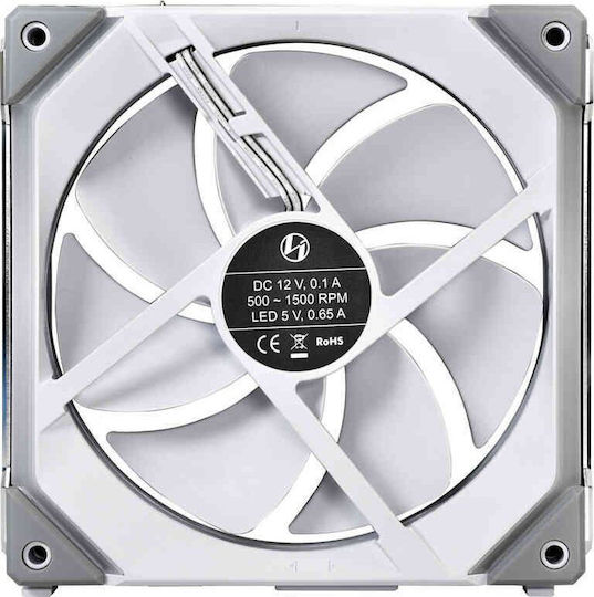 Lian Li Ventilator Pentru Carcasă UNI Fan SL140 (1500rpm / 70.5cfm) cu Iluminare ARGB și Conexiune 3-Pin Alb