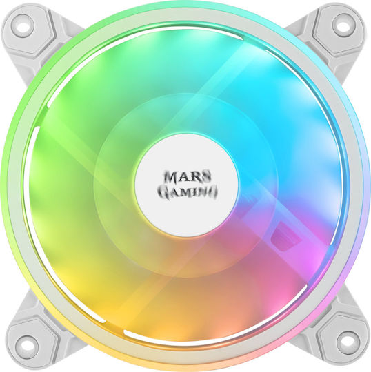 Mars Gaming MFX Case Fans 120mm 1100rpm 31cfm with ARGB Lighting and Connection 3-Pin 4-Pin Molex 6-Pin White