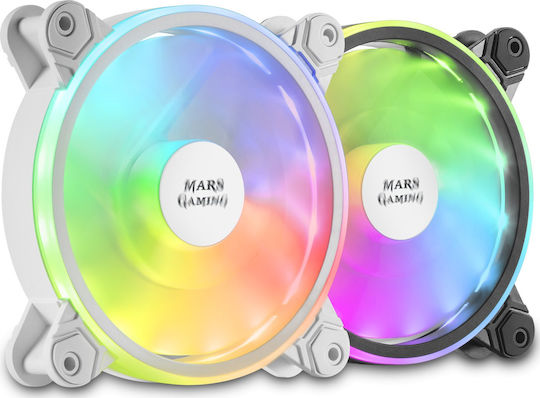 Mars Gaming MFX Case Fans 120mm 1100rpm 31cfm with ARGB Lighting and Connection 3-Pin 4-Pin Molex 6-Pin White
