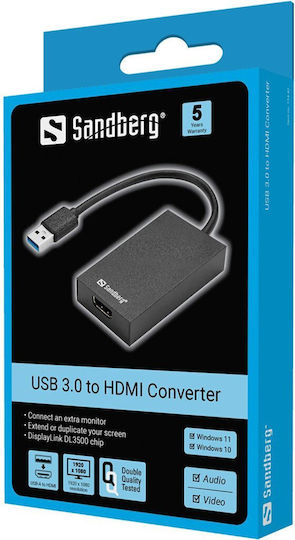 Sandberg Usb 3.0 To Converter HDMI male to HDMI female 1pcs