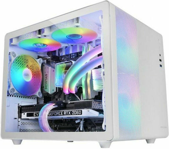 Mars Gaming MC-400 Gaming Mini Tower Computer Case with Side Window and RGB Lighting White