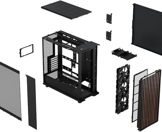 Fractal Design North XL RC Gaming Midi Tower Computer Case with Side Window Charcoal Black TG Dark