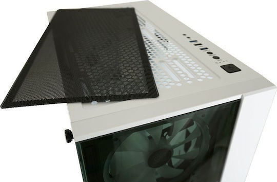 LC-Power Gaming 803W Lucid X Midi Tower Κουτί Υπολογιστή με Πλαϊνό Παράθυρο και RGB Φωτισμό Λευκό