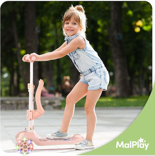 MalPlay Scuter Copii Pliabil 3 Roți Cu Iluminare LED Pentru 2+ Ani Roz