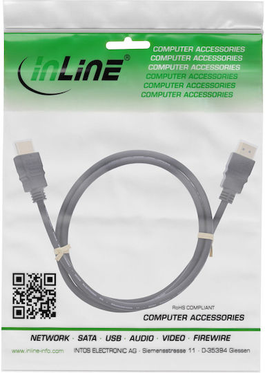 InLine Speed Ethernet HDMI 2.0 Premium High Speed 4K 60Hz HDR Cable HDMI male - HDMI male 10m Μαύρο