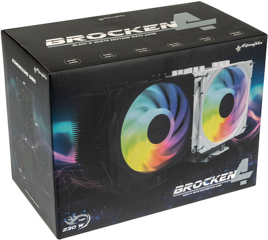 Alpenfoehn Brocken 4 CPU Cooling Fan with ARGB for AM4/AM5/1200/115x/1700 Socket White