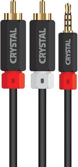 Crystal Audio TRRS 3.5mm Male - RCA Male Audio Cable Black 1.8m with Gold Plated Terminals 381516