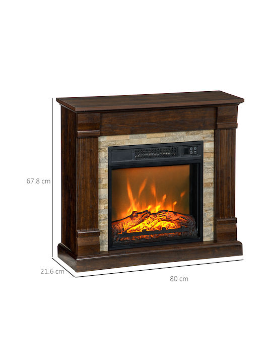 HomCom Под Електрическа печка 1800W 80x21.6см Кафяв