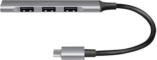 LogiLink USB-Hub 4 Anschlüsse USB 3.2 mit USB-C Anschluss Graues