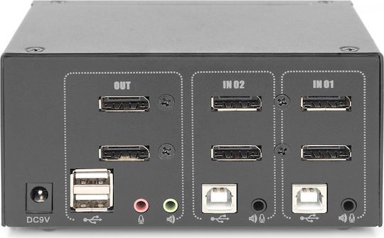 Digitus 2-port 4k60hz 4xdp In 2xusb-b 2xaudio KVM & Data Switch DS-12862