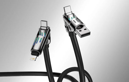 BlitzWolf Regular USB to Type-C / Lightning Cable Γκρι 1.2m (640H82)