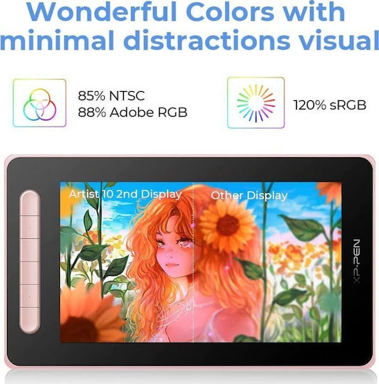 XP-Pen Artist 10 2nd Gen Γραφίδα Σχεδίασης με Όθονη FHD 10.1" Ροζ