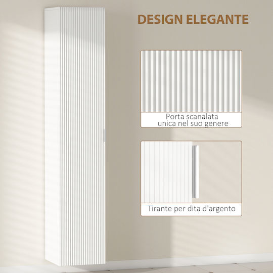 HomCom Floor Bathroom Column Cabinet L30xD31.5xH160cm White
