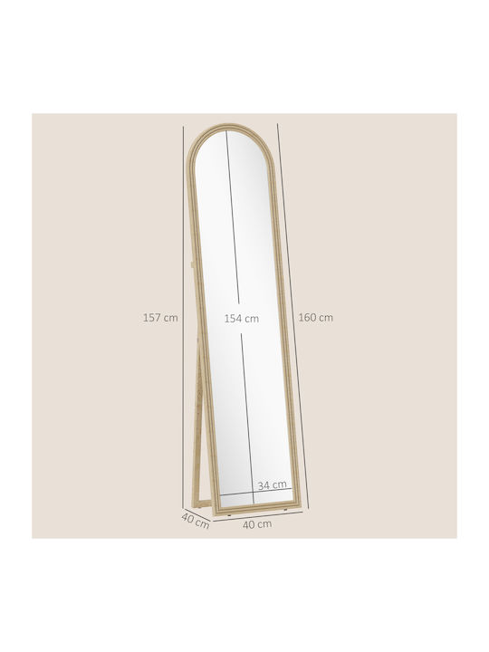 HomCom Καθρέπτης με Μπεζ Πλαστικό Πλαίσιο 160x40cm