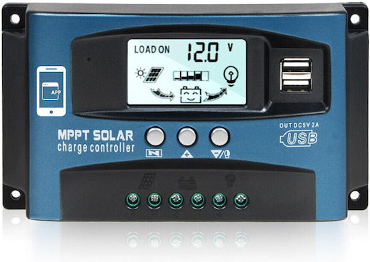 Taggo Solar Regler MPPT PWM 60a 750w/12v 750w/24v Dual USB LCD Anzeige App Steuerung