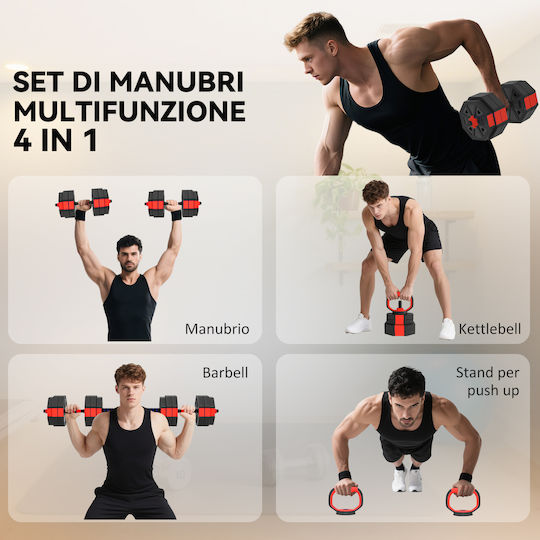 Sportnow Αλτήρες Σετ με Μπάρα Συνολικού Βάρους 30kg με Βάση